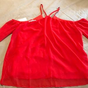 Red off-shoulder top